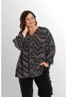 Sort viskose bluse med print, 241032