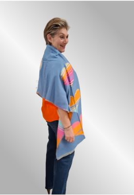 Blå tørklæde med hjerter eller striber BA 1415