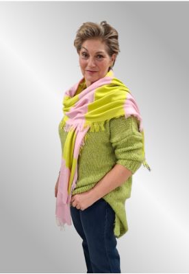 Rosa og lime stribet tørklæde, BA1433