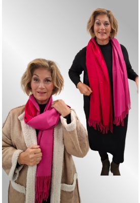 Rød / pink dobbelt cashmera / viskose tørklæde FA78089