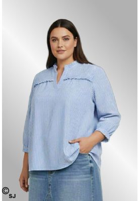 Blå stribet bomulds bluse Robatta