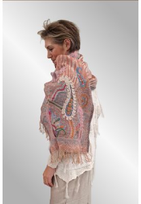 Rosa uldsjal fra Indien