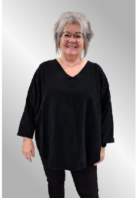 Sort fløjls bluse, TF25124b