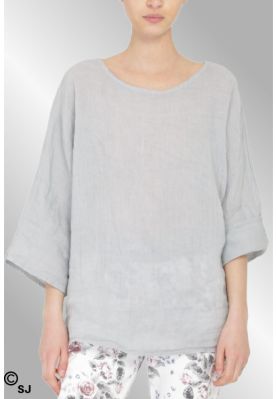 Ensfarvet grå hør bluse, Sannie