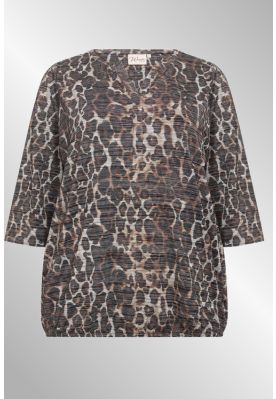 T-Shirt med Leo print og striber, Wasabi Sarina W20378