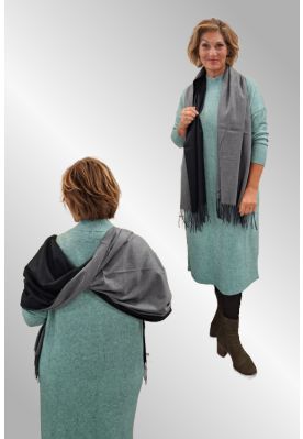 Sort / grå dobbelt cashmere / viskose tørklæde FA78089