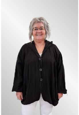 Sort hør jakke, 13248