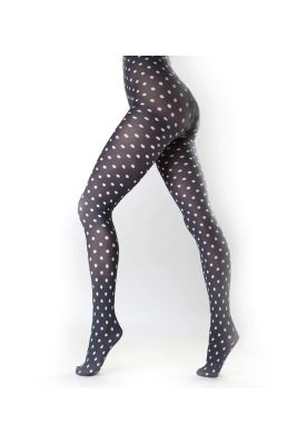 Sort med hvide prikker strømpebuks, Plus size, Pamela 48/52