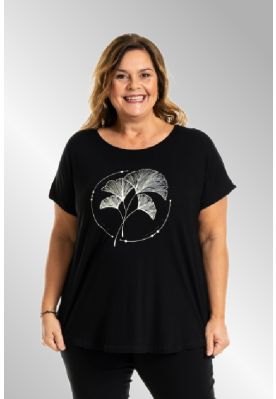 Sort t-shirt med print Gitte, G254048