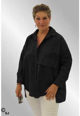 Sort bomuldsskjorte, 10356 Tokyo Cabana Living