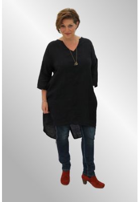 Mørk blå tunika / kjole i hør, Nete