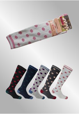 3 par ass. prikkede uldstrømper 35/40, 3/4 længde YF0009+1