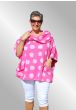 Pink dot poncho hør bluse med krave, Ronja