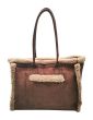 Brun shopper med teddy kant, A421