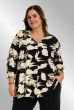 Sort skjorte/bluse med råhvid bladmønster, G245034
