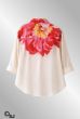 Råhvid skjorte med blomst, 25008-5