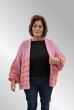 Pink oversize cardigan med orange striber, 305601