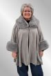 Grå Poncho jakke, fake fur, F40279