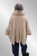 Beige Poncho jakke, fake fur, F40279