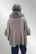 Grå Poncho jakke, fake fur, F40279