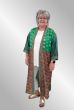 Grøn / brun silke kimono, Wauw, lang 410