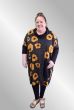 Sort tunika med hængekrave, gule blomster, AKH 6807-2