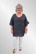 Mørk blå hør tunika bluse med prikker, Happy d 21