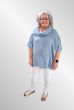 Lyseblå poncho hør bluse med krave, Ronja