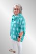 Turkis grøn dot poncho hør bluse med krave, Ronja